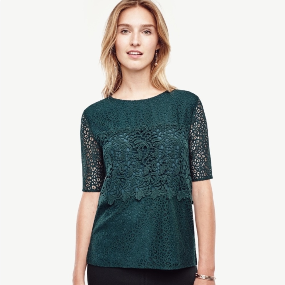 Ann Taylor Mixed Lace Top